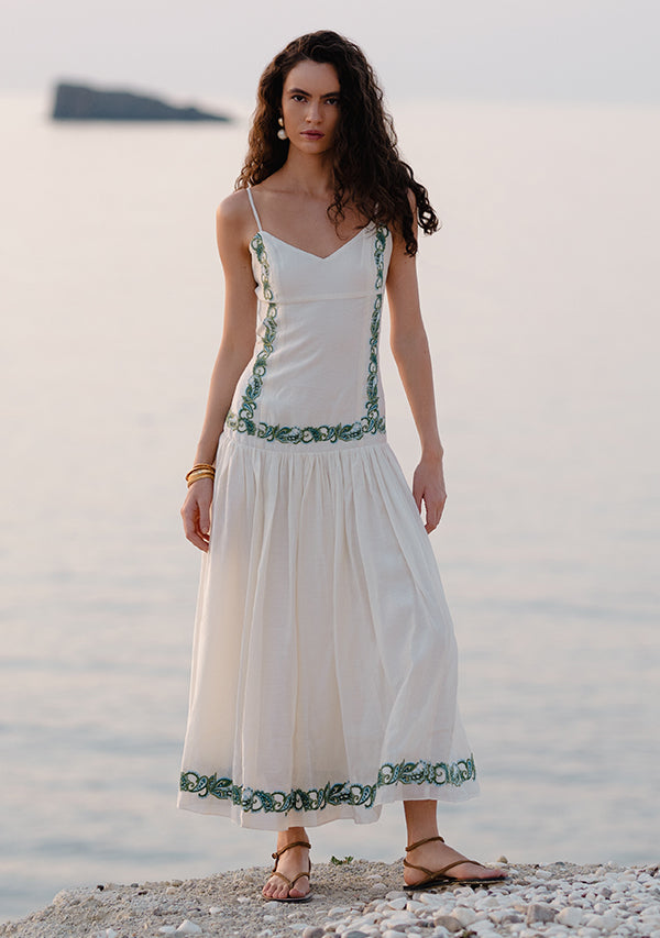 Porto Embroidery Strappy Dress