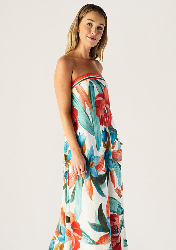 Fiorina Print Strapless Dress