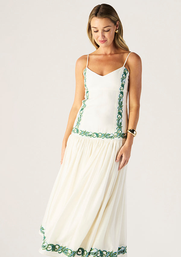Porto Embroidery Strappy Dress