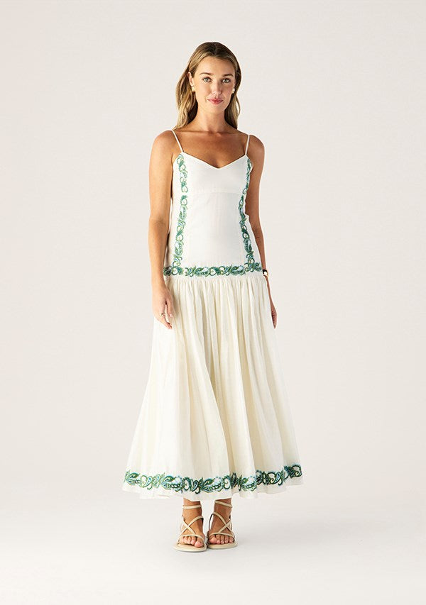 Porto Embroidery Strappy Dress
