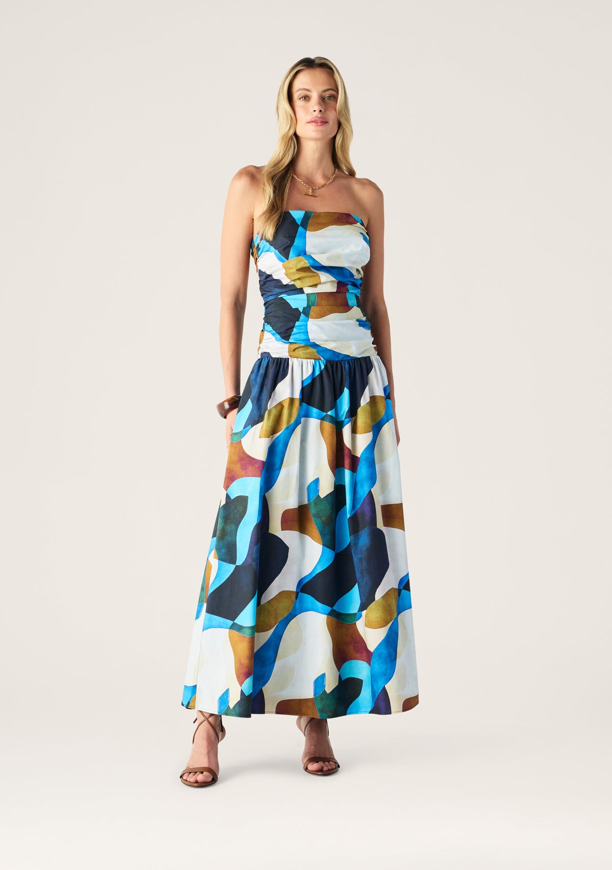 Celestia Print Strapless Dress