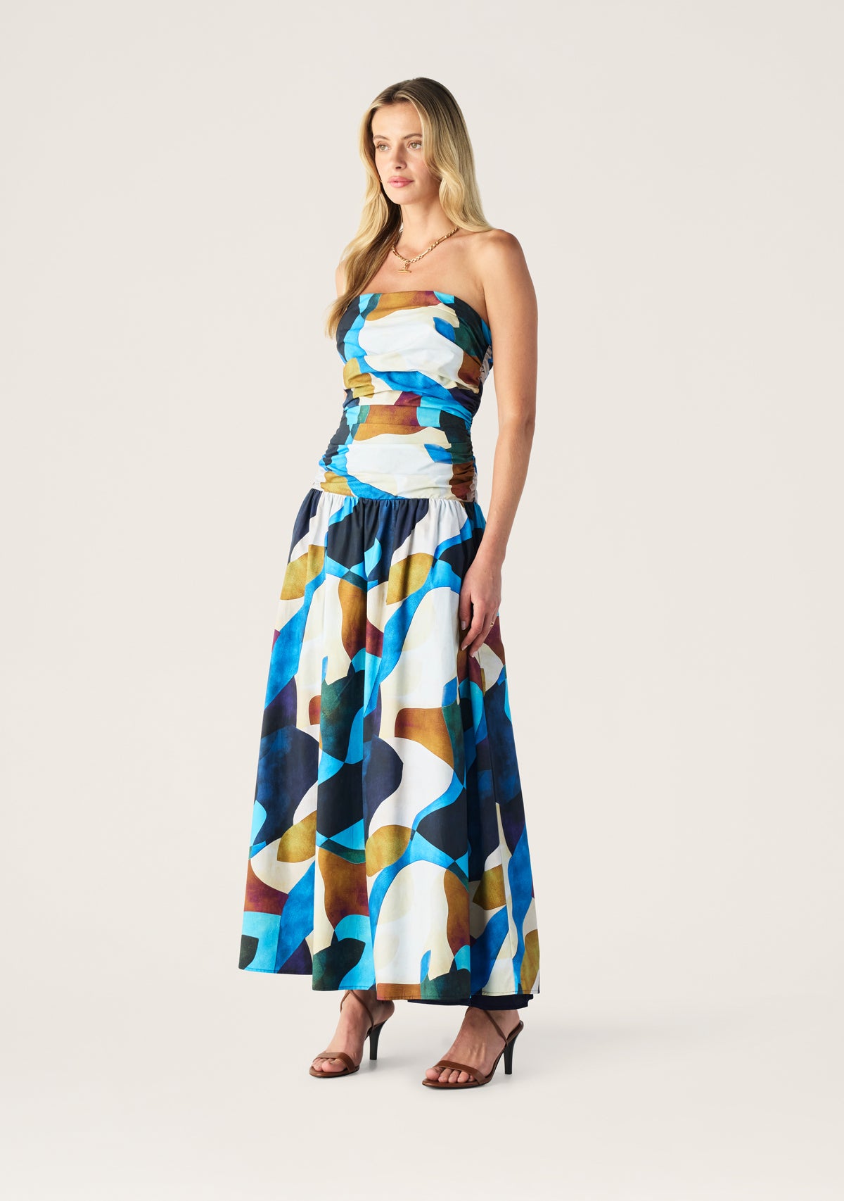 Celestia Print Strapless Dress
