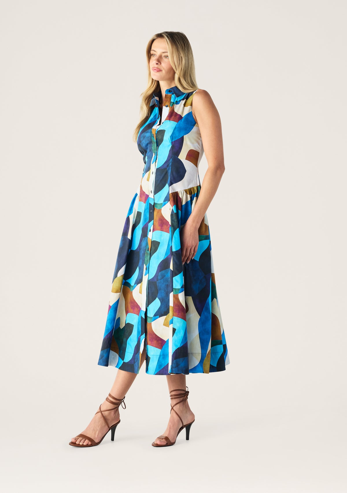 Celestia Print Sleeveless Midi Dress