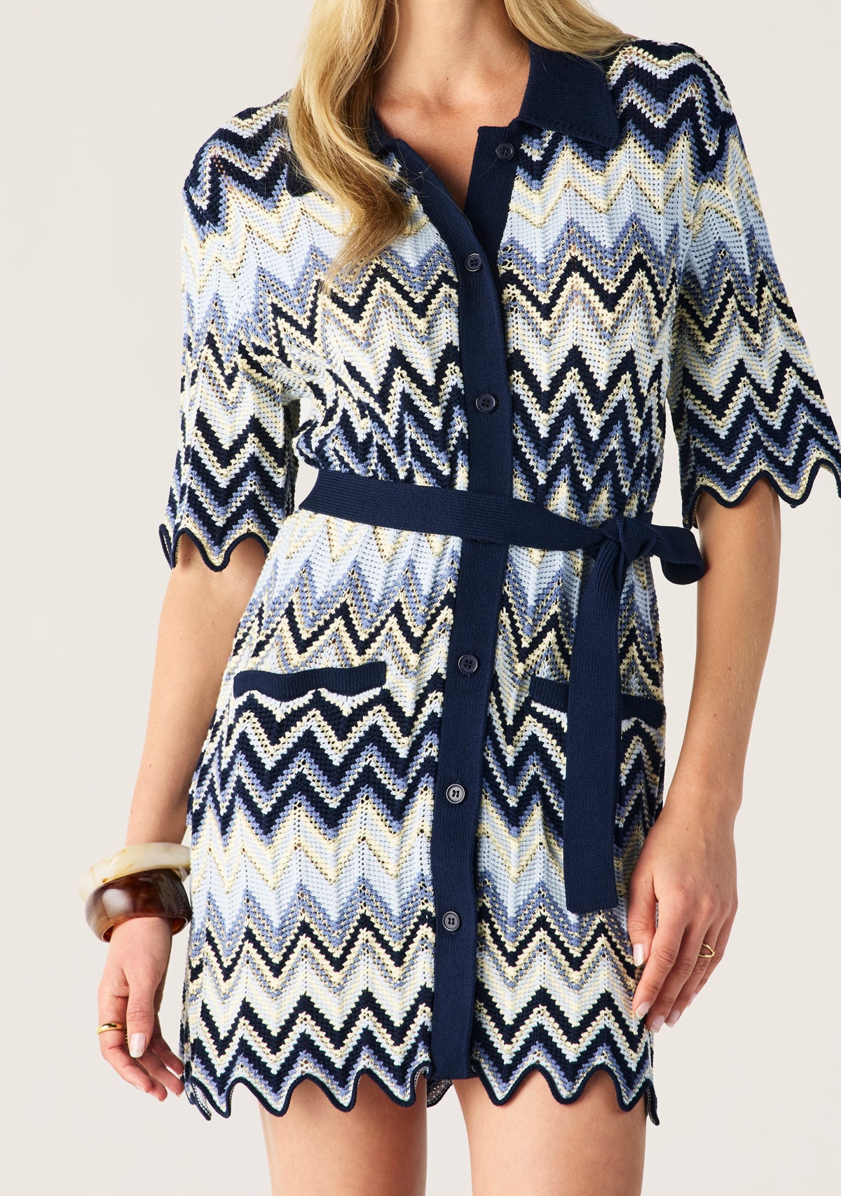 Pulse Knit Mini Shirt Dress