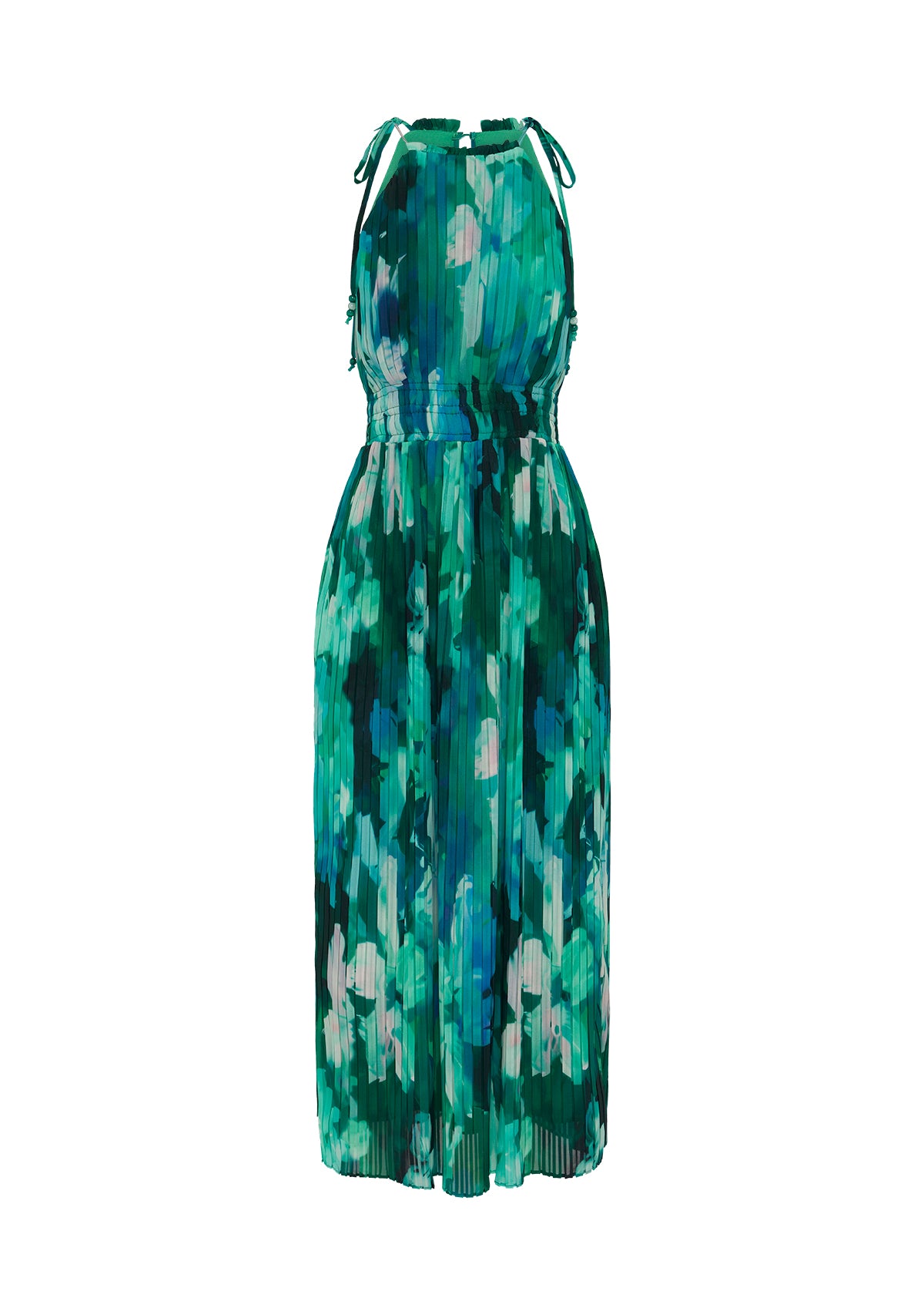 Verdant Print Halter Dress