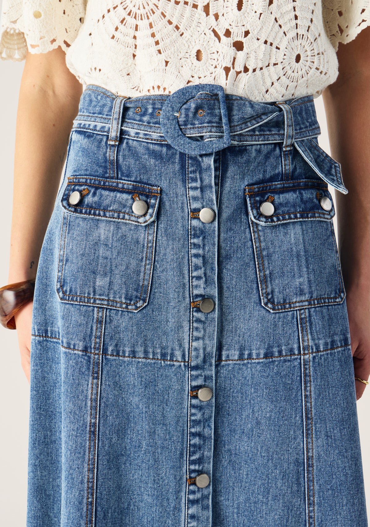 Aveline Denim Midi Skirt