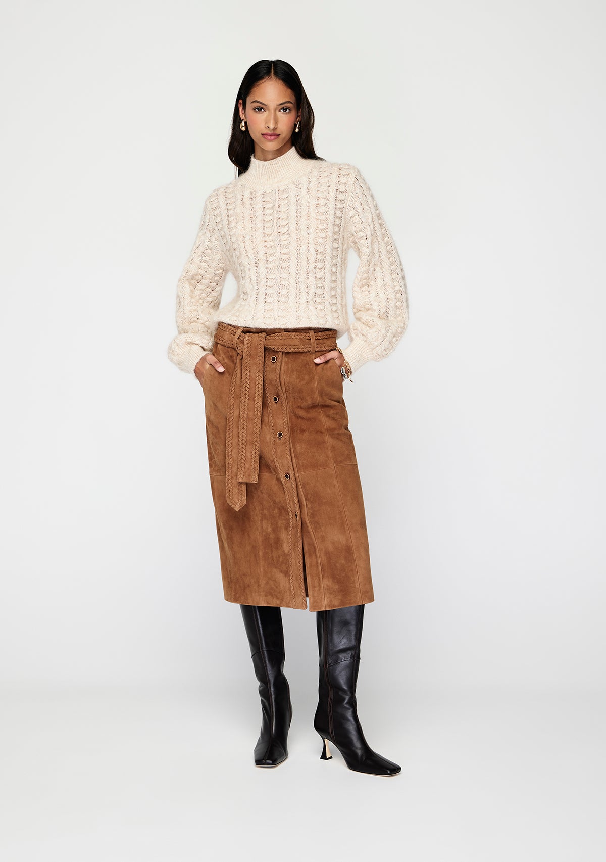 Nola Suede Midi Skirt
