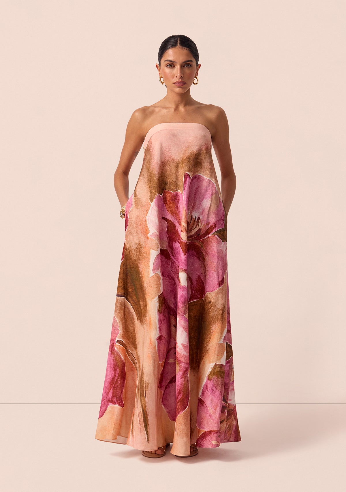 Peach Blossom Strapless Dress
