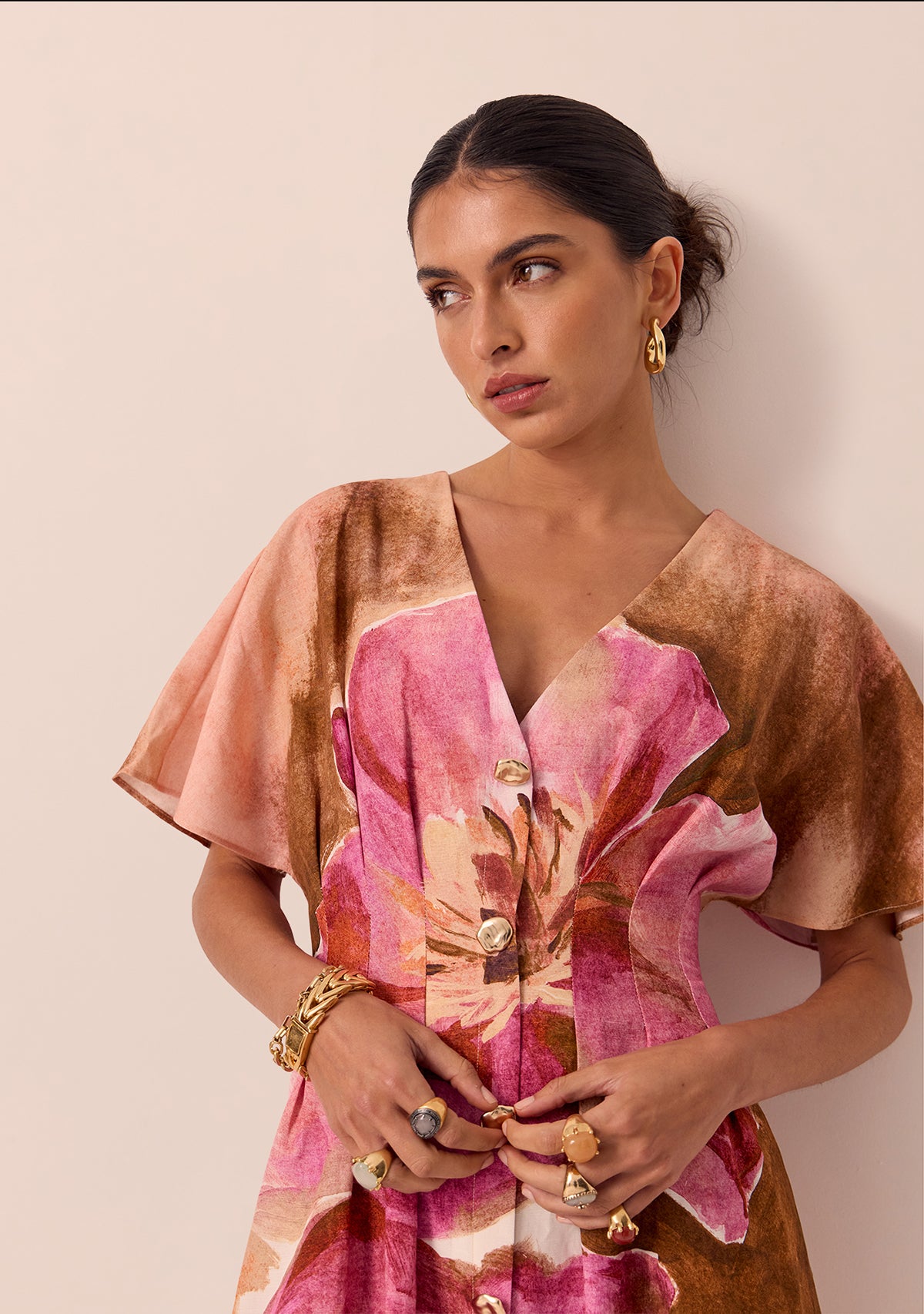 Peach Blossom Midi Dress