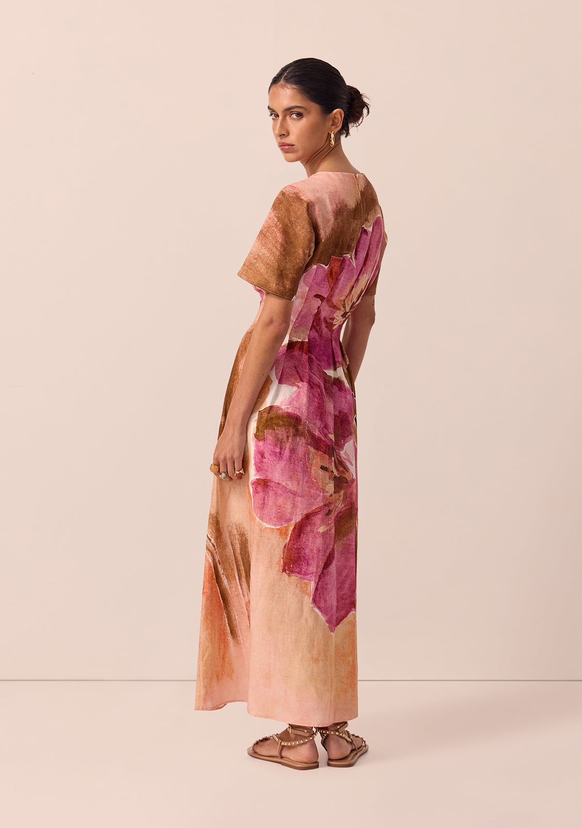 Peach Blossom Midi Dress