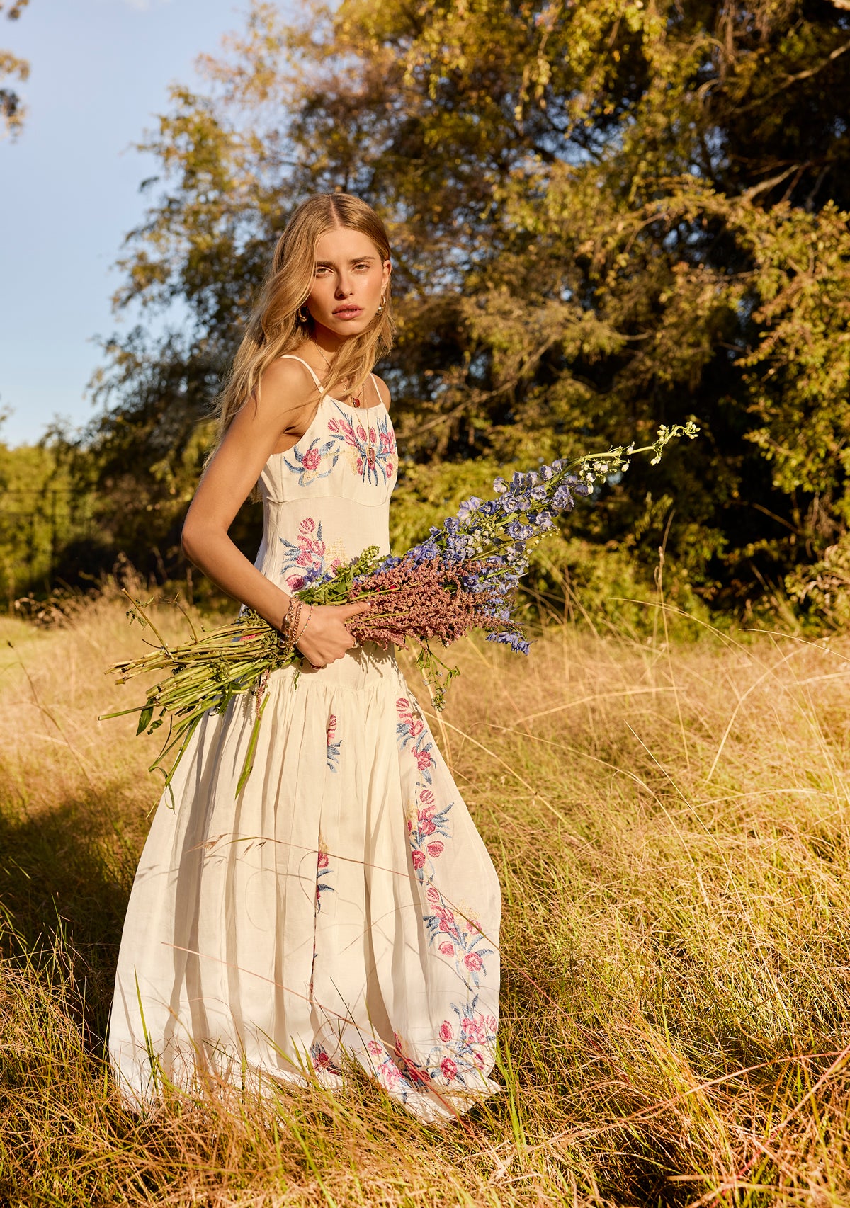 Tulip Embroidery Midi Dress