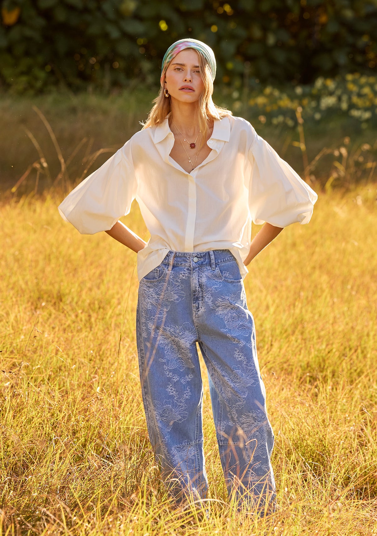 Elodie Denim Barrel Pants