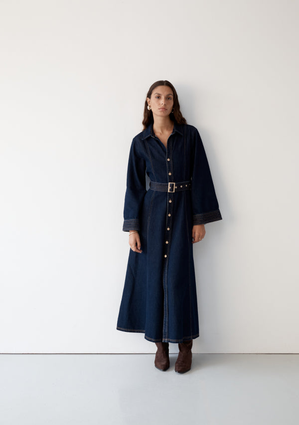 denim tunic dress Katrina Dress-XL Sleeveless Lace Up Grommet Detail