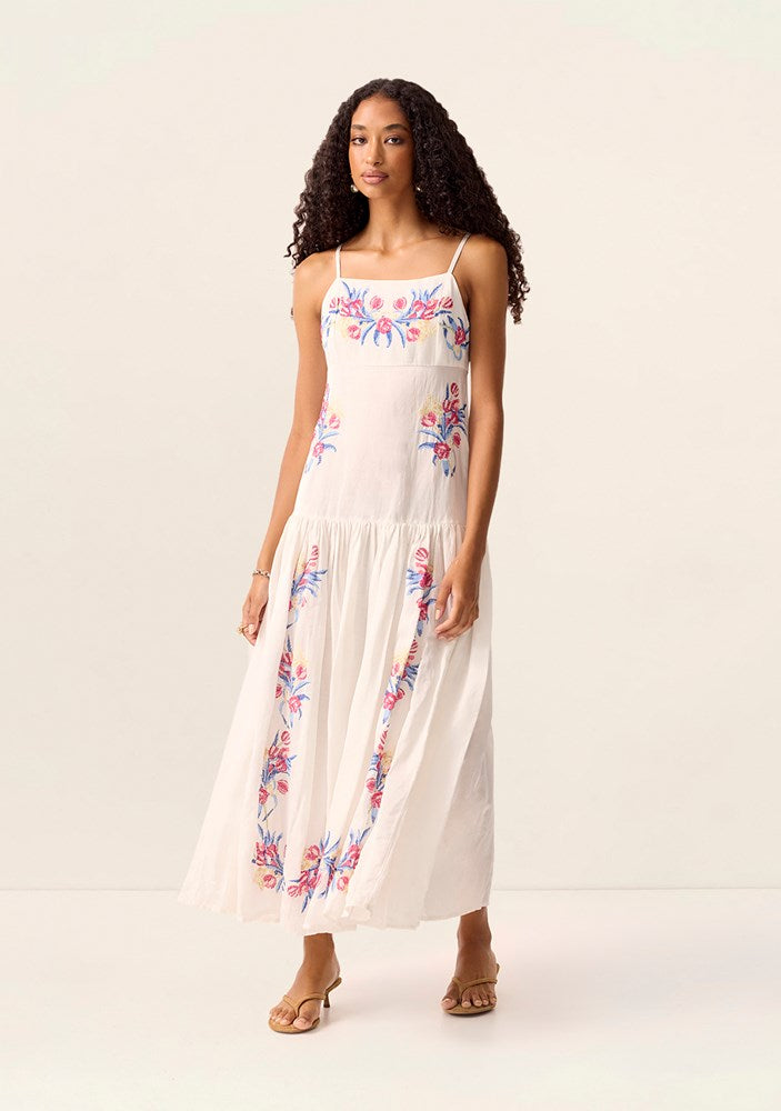 Tulip Embroidery Midi Dress