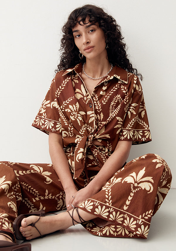 Deia Print Tie Front Shirt