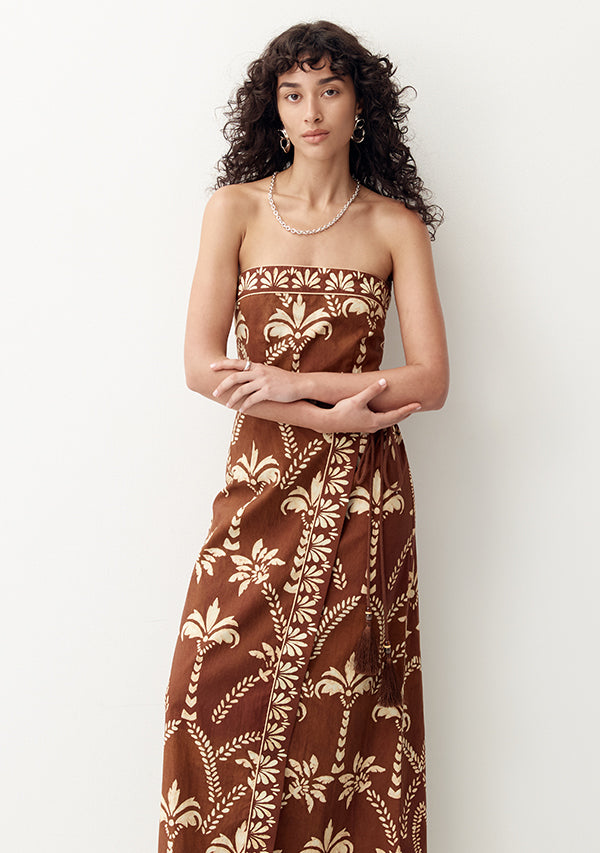Deia Print Strapless Dress