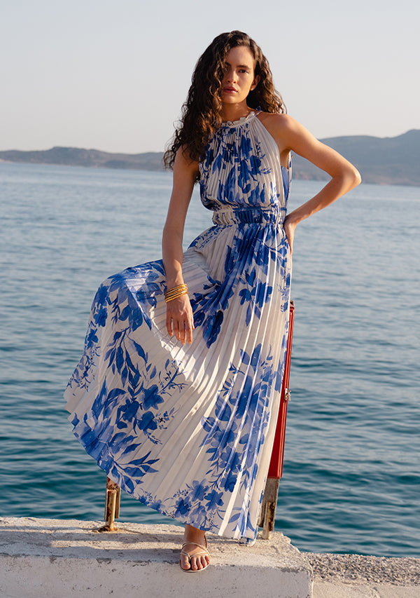 Isola Plisse Midi Dress