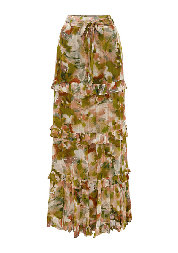 Abstract Botanica Midi Skirt