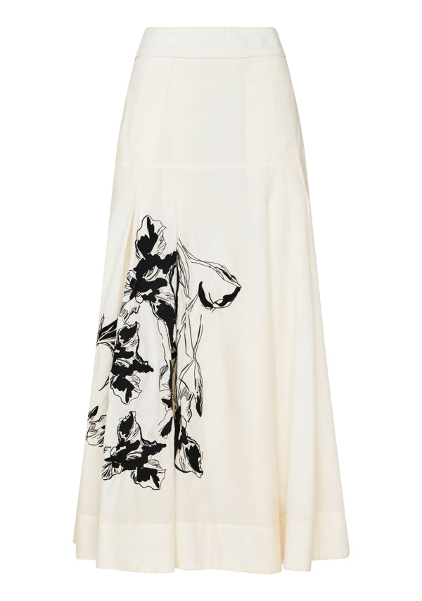 Lis Embroidery Midi Skirt