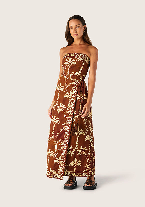 Deia Print Strapless Dress