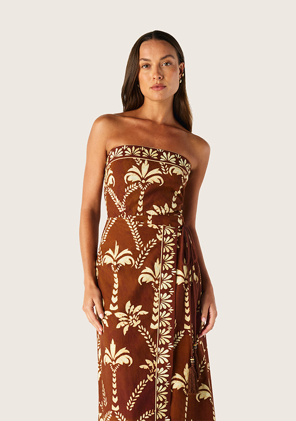 Deia Print Strapless Dress