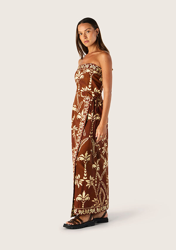 Deia Print Strapless Dress
