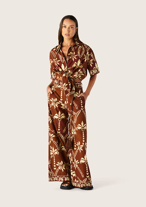 Deia Print Tie Front Shirt