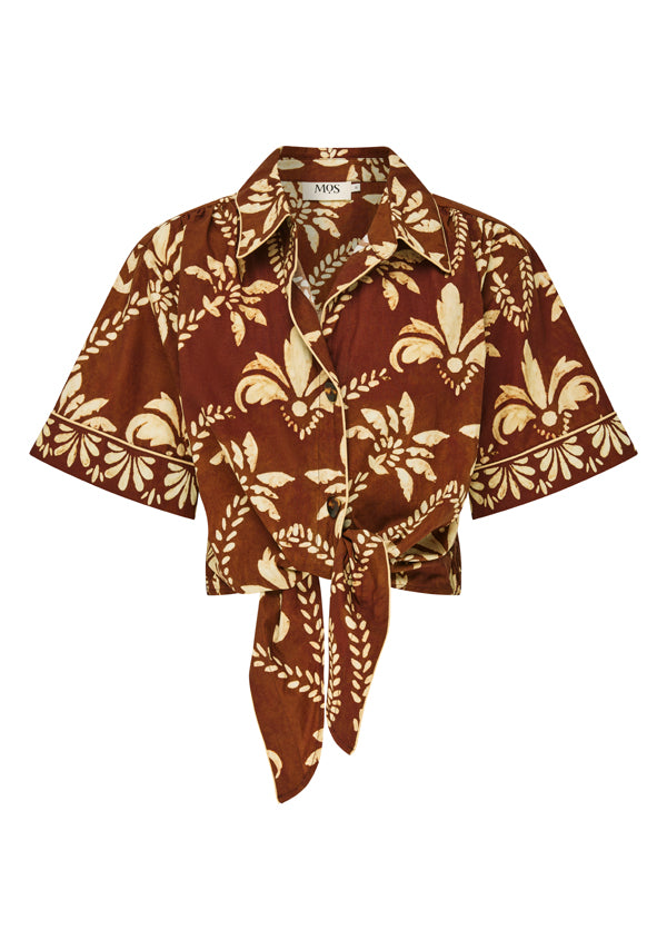 Deia Print Tie Front Shirt