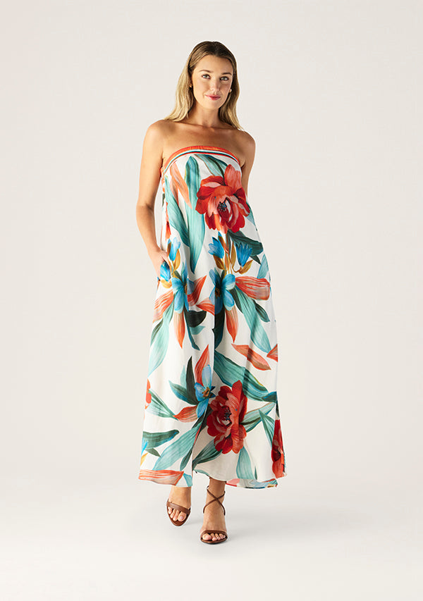 Fiorina Print Strapless Dress