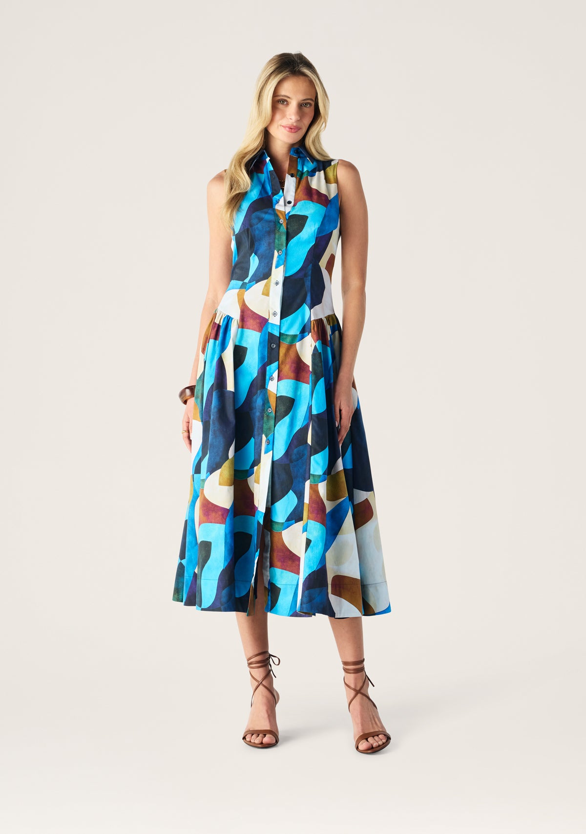 Celestia Print Sleeveless Midi Dress
