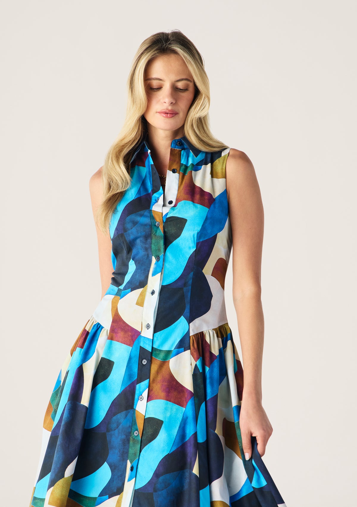 Celestia Print Sleeveless Midi Dress