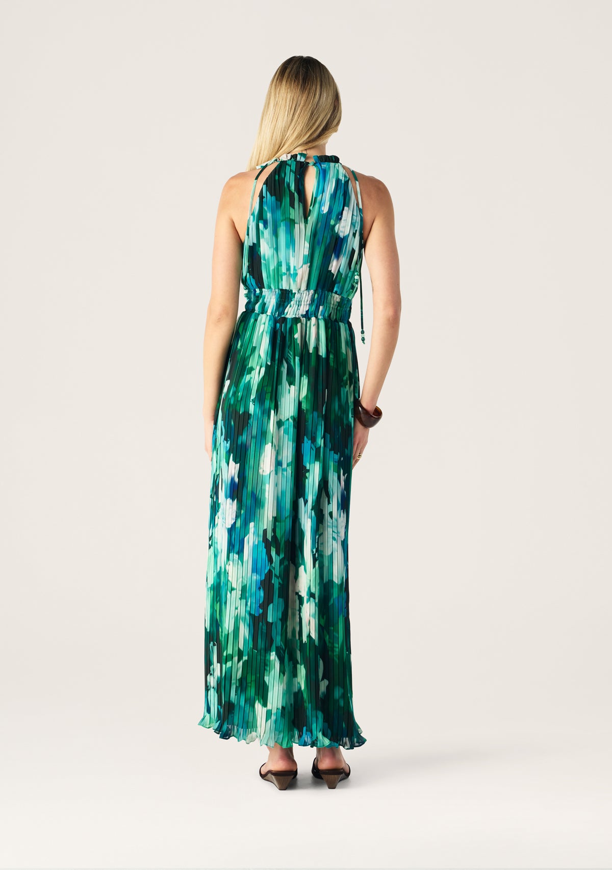 Verdant Print Halter Dress
