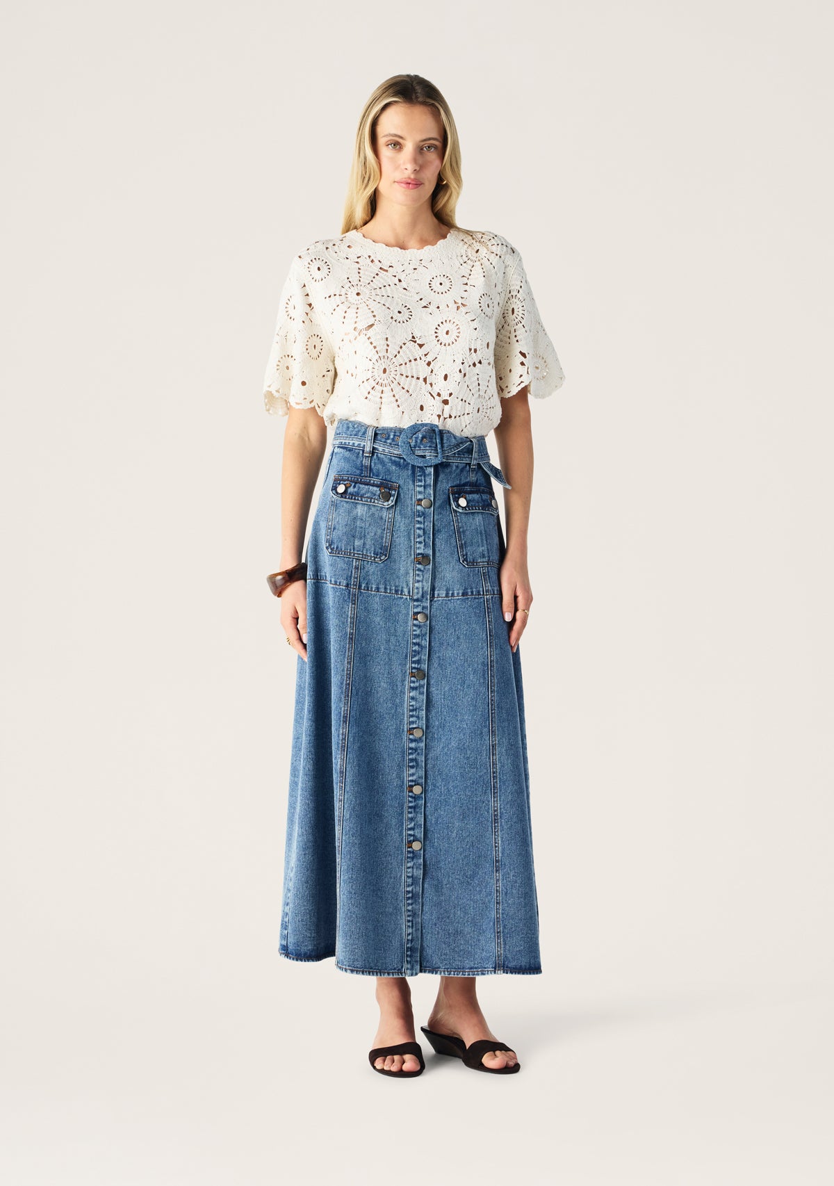 Aveline Denim Midi Skirt