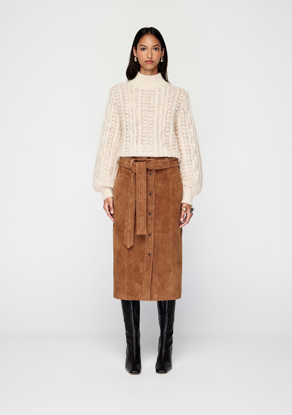Nola Suede Midi Skirt