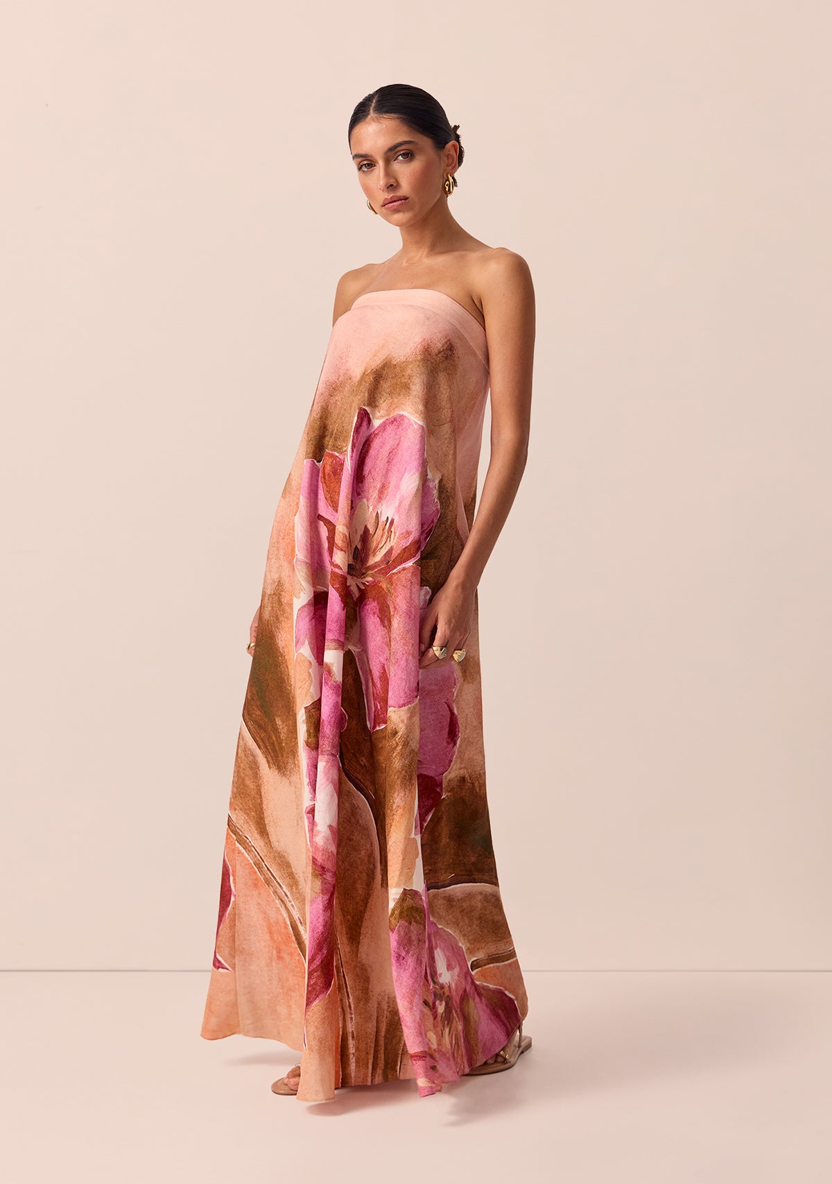 Peach Blossom Strapless Dress