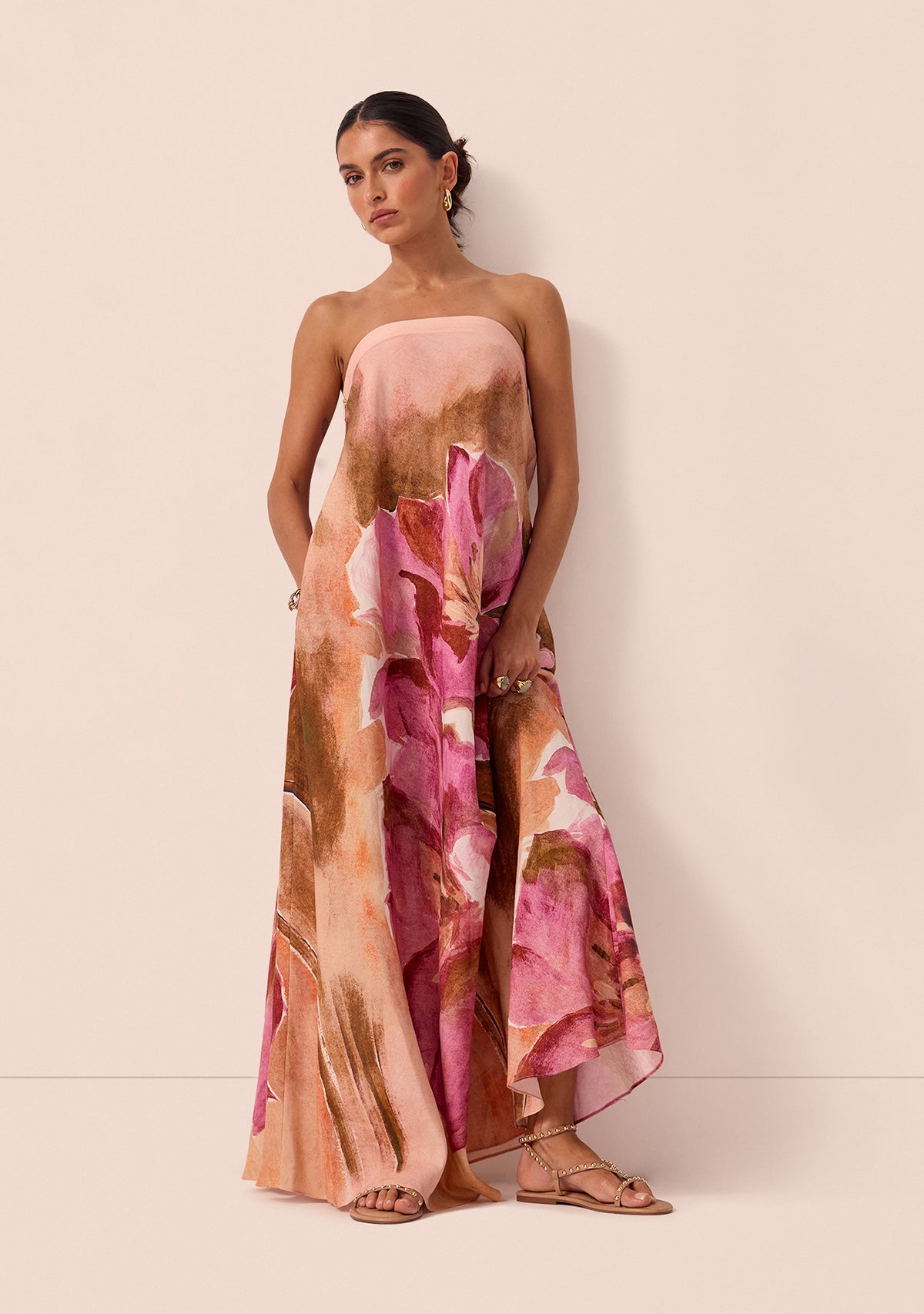 Peach Blossom Strapless Dress