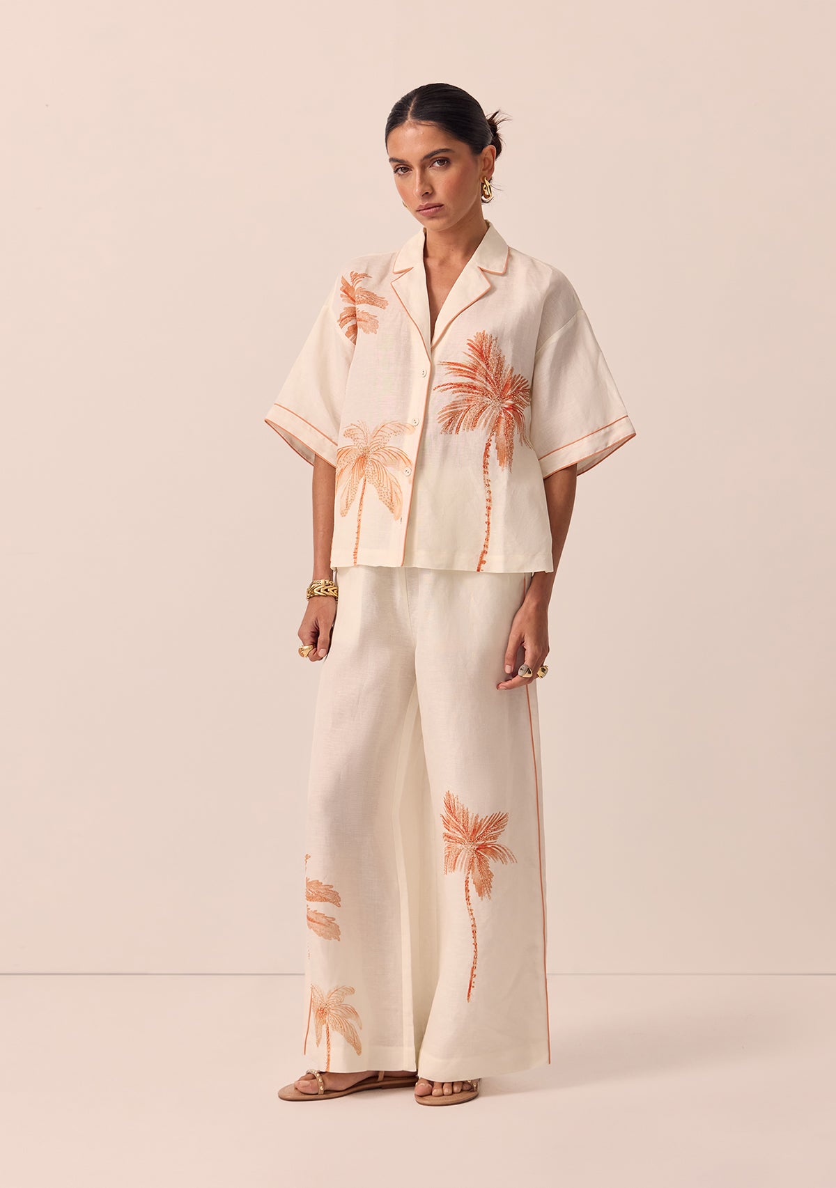 Beaded Palm Pants