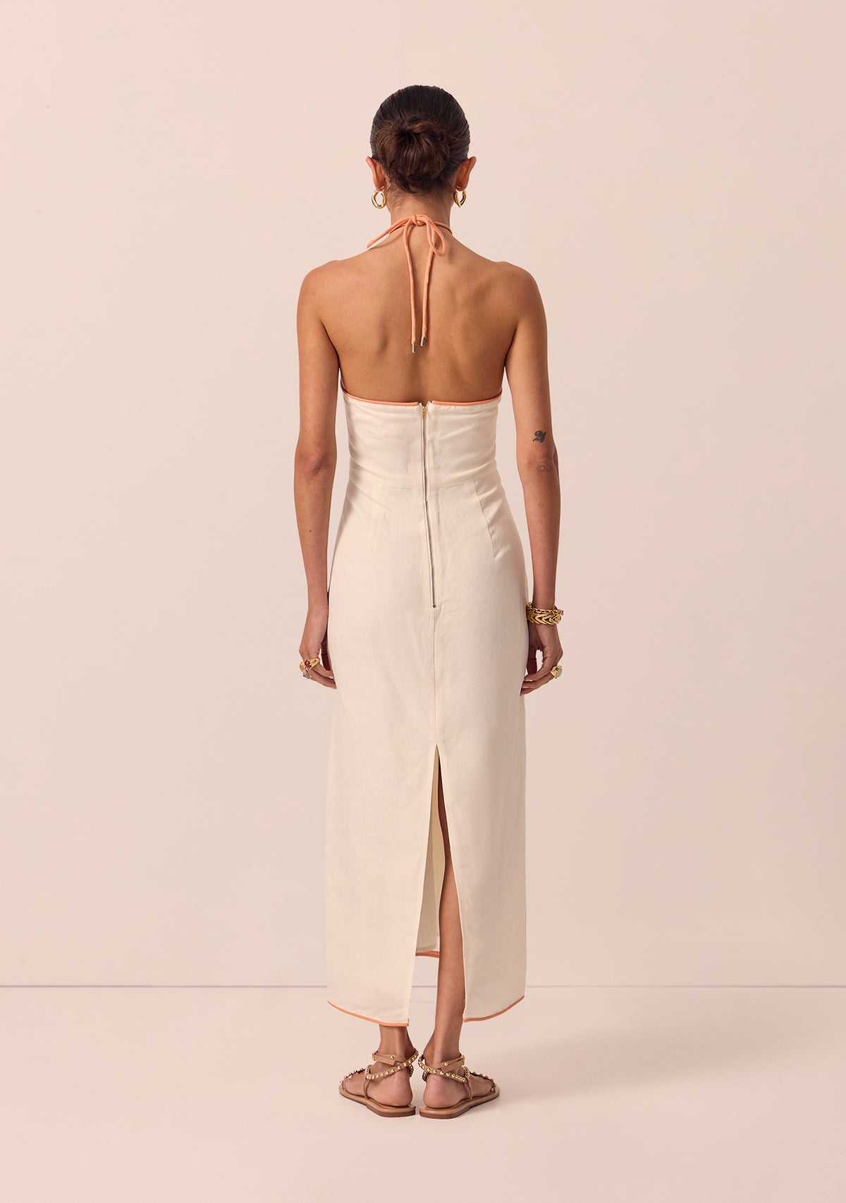 Beaded Palm Midi Dress