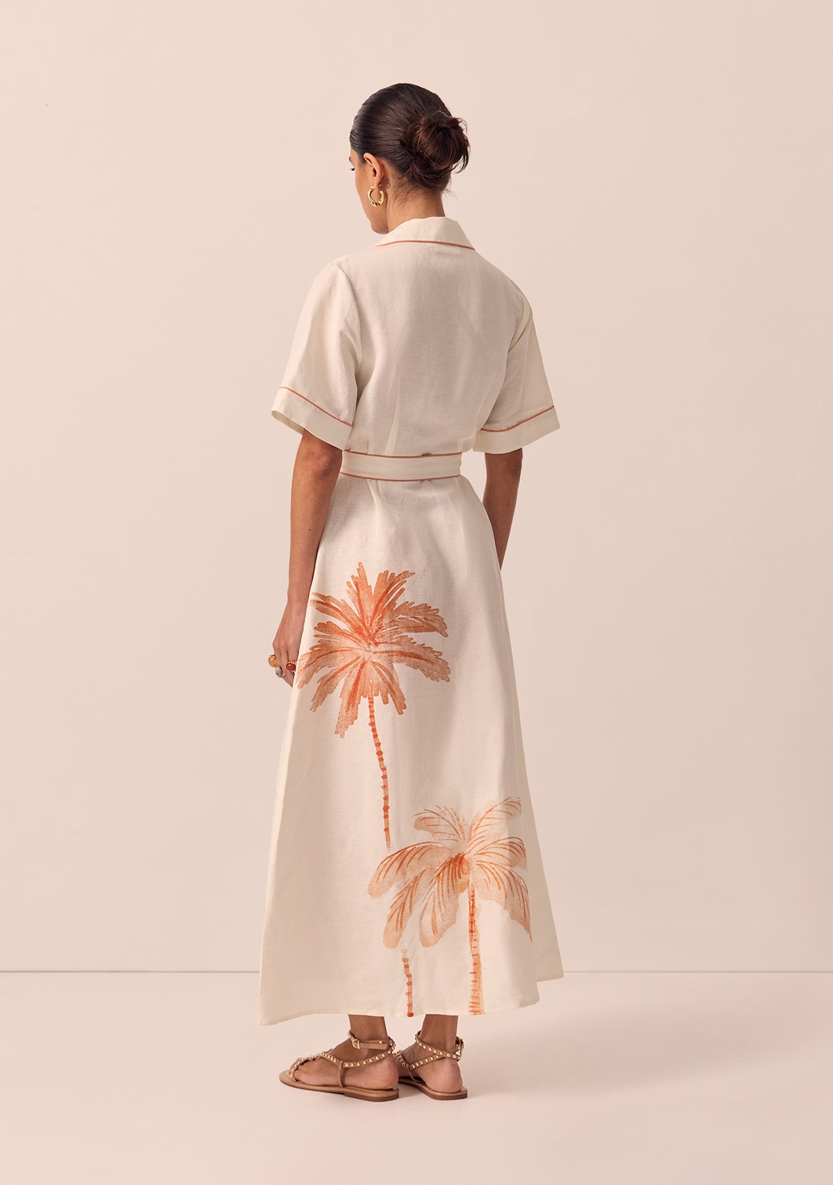 Beaded Palm Shirt Dress