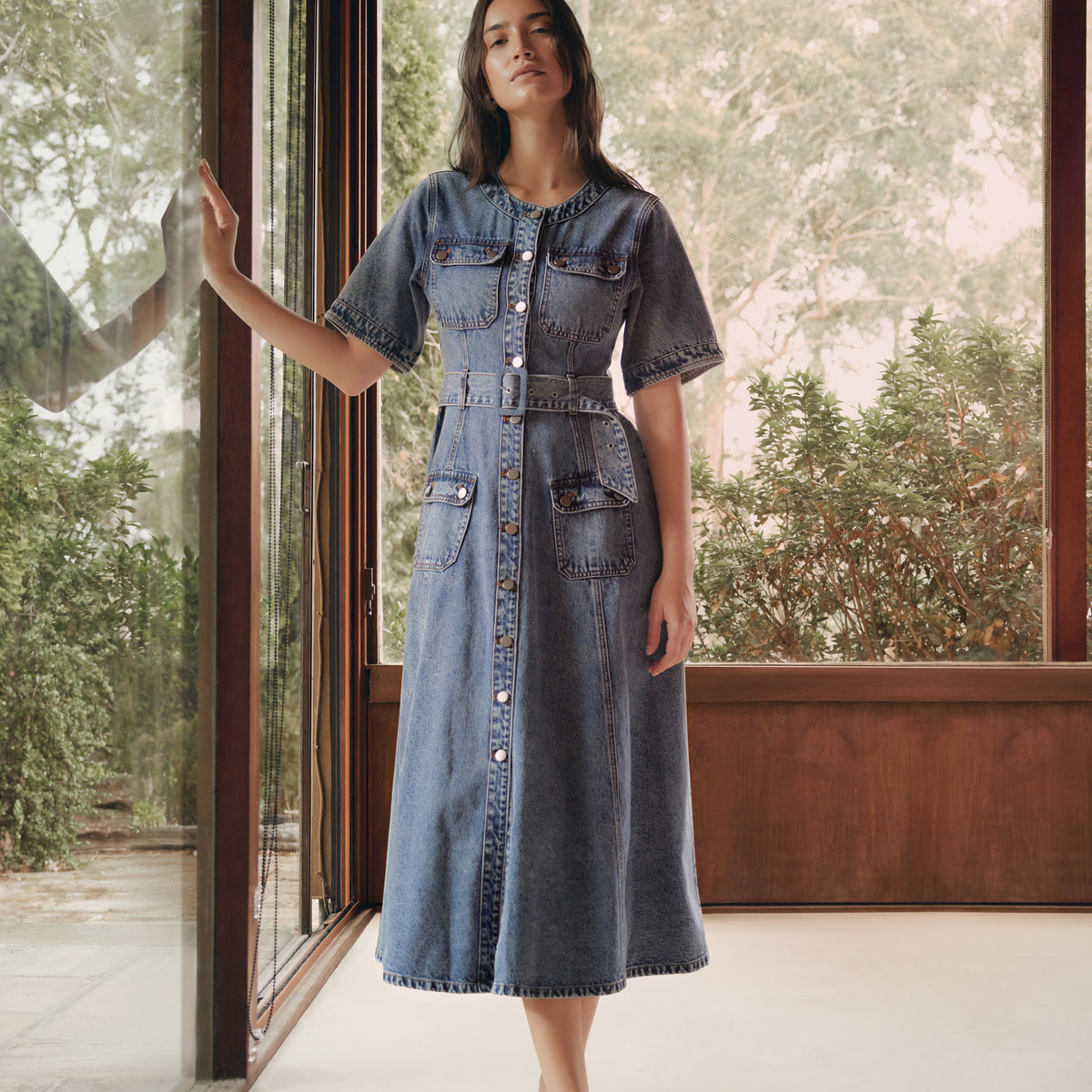 aline denim dress Aveline Web Collection: Modern Mirage Vince Camuto Black and Do Not Iron color:Cobalt