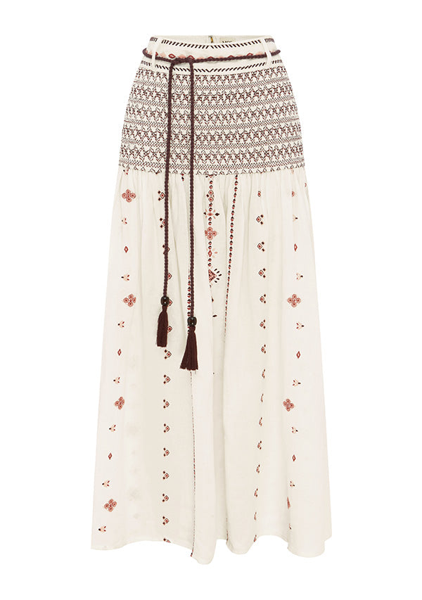 Sabrina Embroidery Midi Skirt