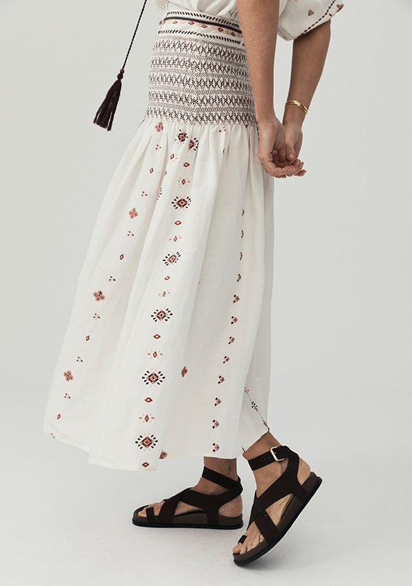 Sabrina Embroidery Midi Skirt