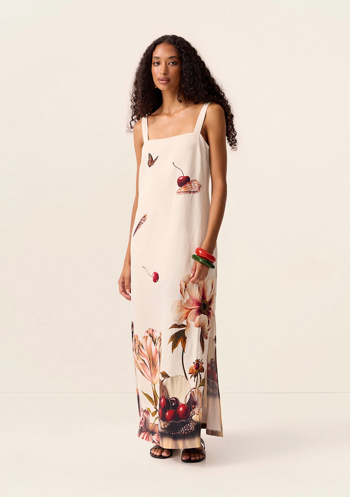 Cerise Strappy Midi Dress