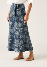 Tatiana Print Denim Maxi Skirt