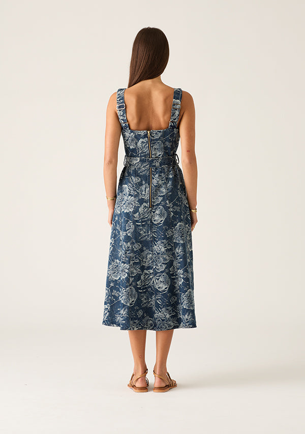 Tatiana Print Denim Midi Dress