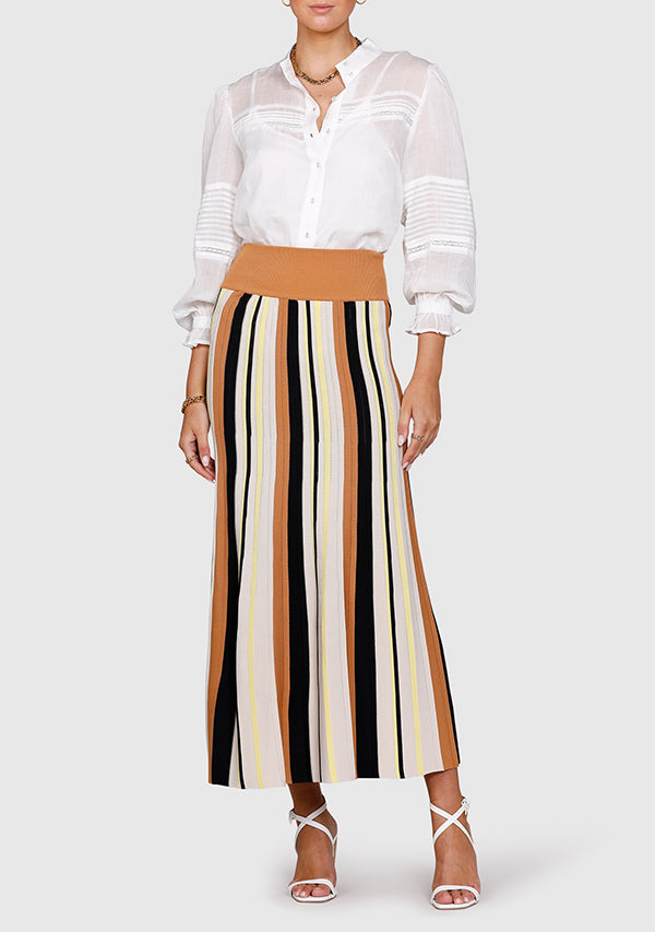 Radiant Stripe Midi Skirt