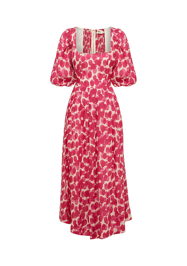 Mottled Blossoms Midi Dress
